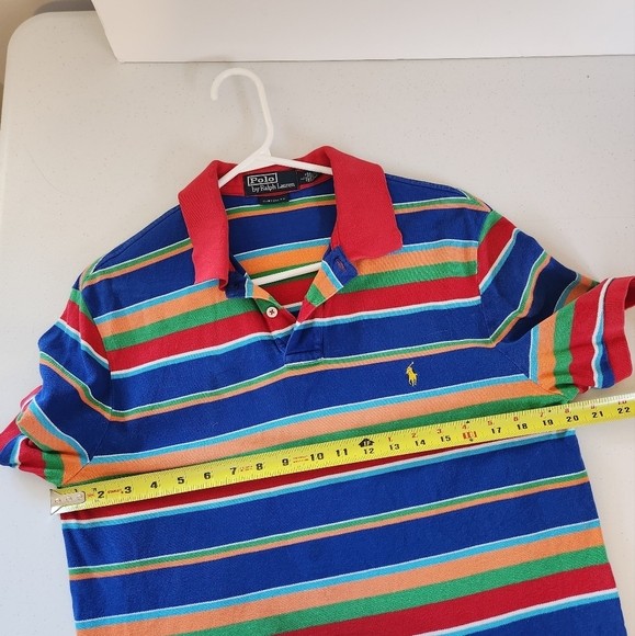 Polo Ralph Lauren Men's Shirt Short Sleeve Vintage Blue Red Stripe Size Large - Picture 7 of 7